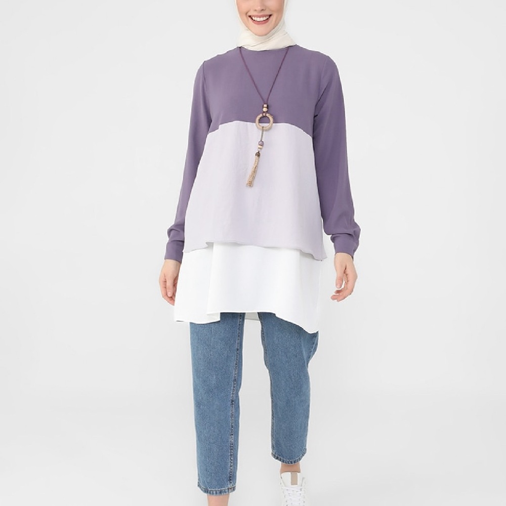 REFKA WHITE LILAC CREW NECK TUNİC
